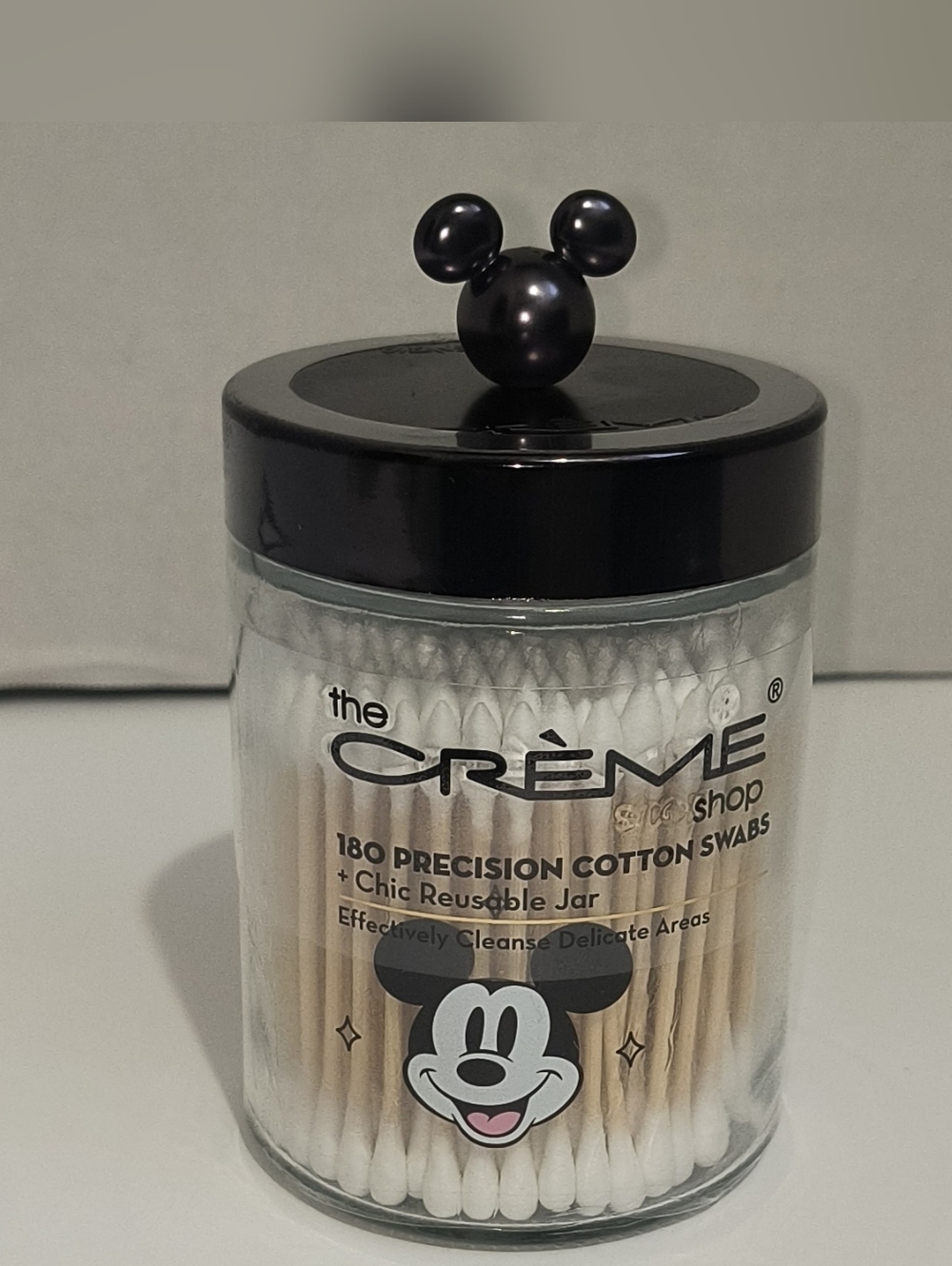 The Creme Shop X Disney Mickey Mouse 180 Cotton Swabs + Chic Reusable Jar